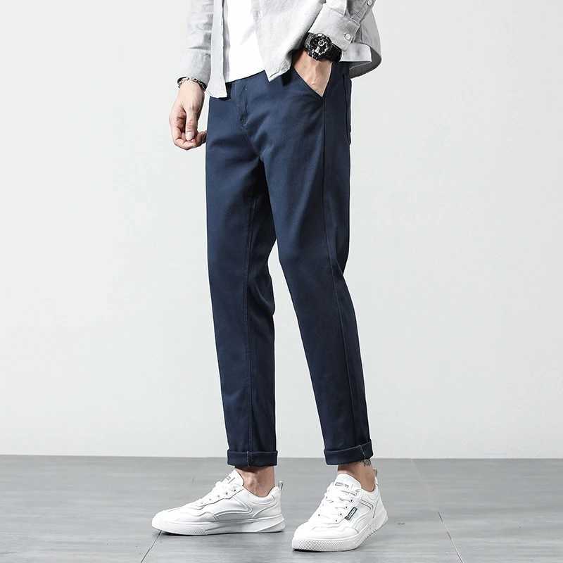 Men's Pants OUSSYU Brand 2024 Spring Summer New Regular Fit Straight Pants Men Cotton Khaki Stretch Business Fashion Casual Trousers 28-38 Y24051