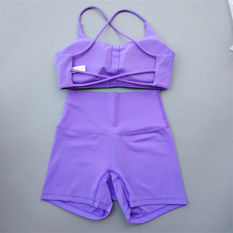 Sexy Yoga Suit 2 Pcs Shorts Women Sportswear Running Pilates Fitness Training Piece Set Soft Comfortable Gym Womens 240516