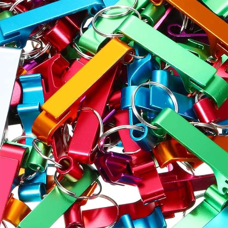 100Pcs Key Chain Beer Bottle Opener Keychains Pocket Portable Small Size Key Ring Can Opener 240516