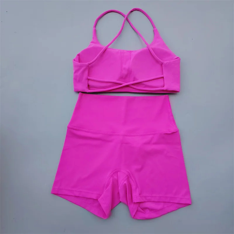 Sexy Yoga Suit 2 Pcs Shorts Women Sportswear Running Pilates Fitness Training Piece Set Soft Comfortable Gym Womens 240516