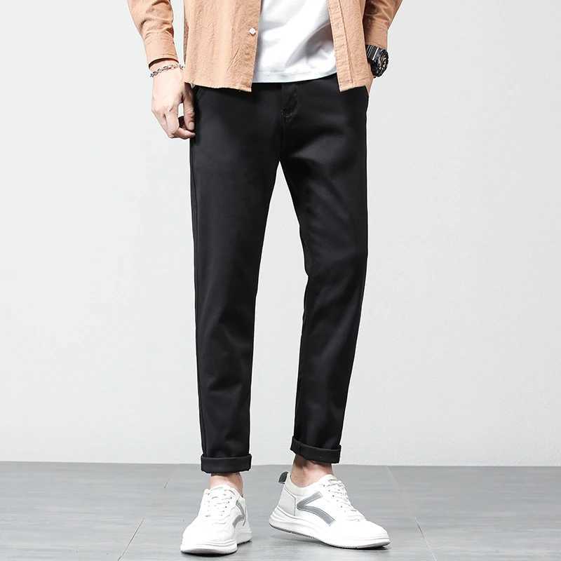 Men's Pants OUSSYU Brand 2024 Spring Summer New Regular Fit Straight Pants Men Cotton Khaki Stretch Business Fashion Casual Trousers 28-38 Y24051