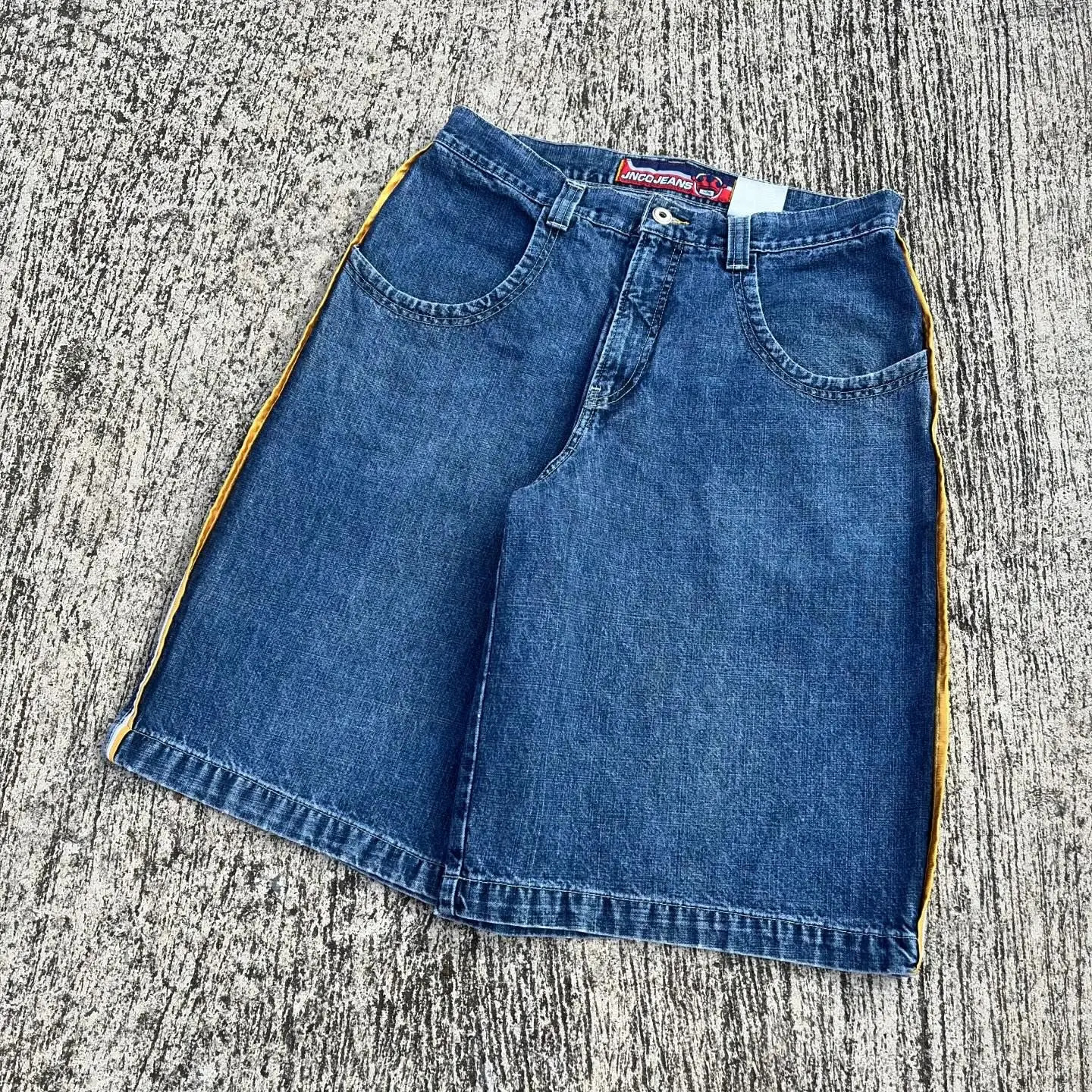 JNCO High Quality Letter Embroidery Jeans Shorts Y2k Side Stripe Fashion Denim Gym Shorts Retro Hip Hop Men Clothing Streetwear 240513