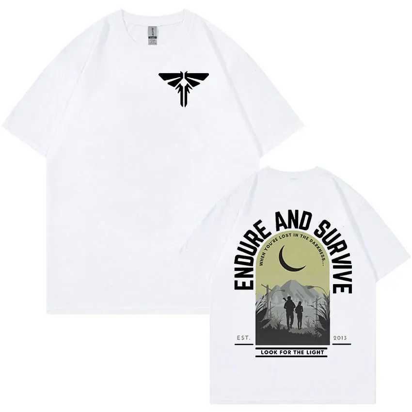 Men's T-Shirts The Last of Us Vintage Graphic T Shirt Mens Fashion 100% Cotton Short Slve T-shirts Unisex Cosplay Clothing Oversized T-shirt T240