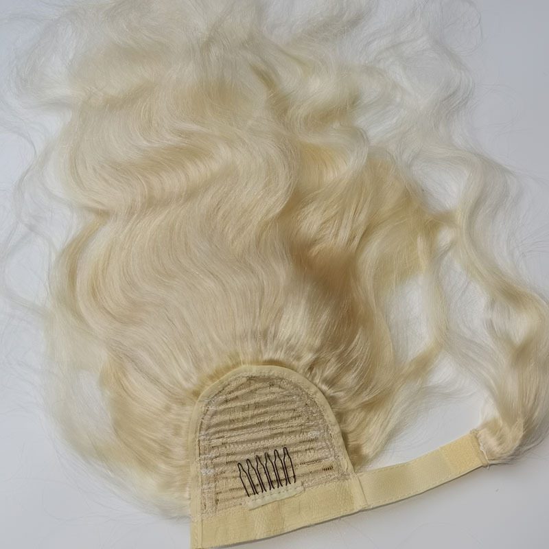 Magic Sticker Ponytails 613# Body Wave Brazilian 100%Human Hair Hook & Loop Ponytail Peruvian Malaysian Blonde Color 10-28inch