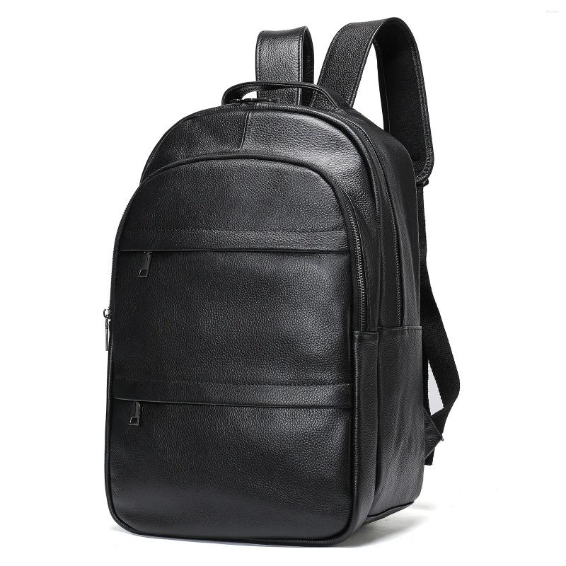 Backpack 2024 Brand Fashion Men Cow Genuine Leather School Bag Waterproof Travel Casual Book Laptop