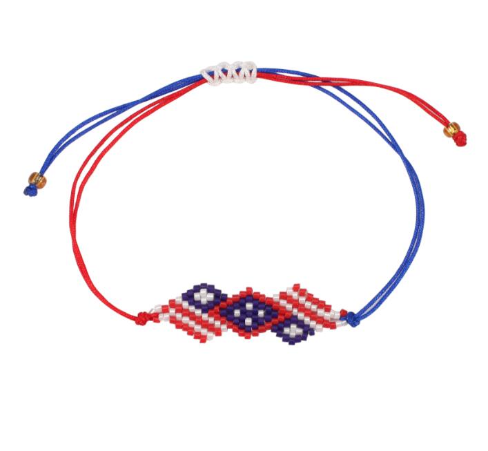 UPS American Independence Day Handmade Rice Bead Bracelets with American Flag Pattern Beaded Bracelets Wholesale of Independence Day Z 5.18