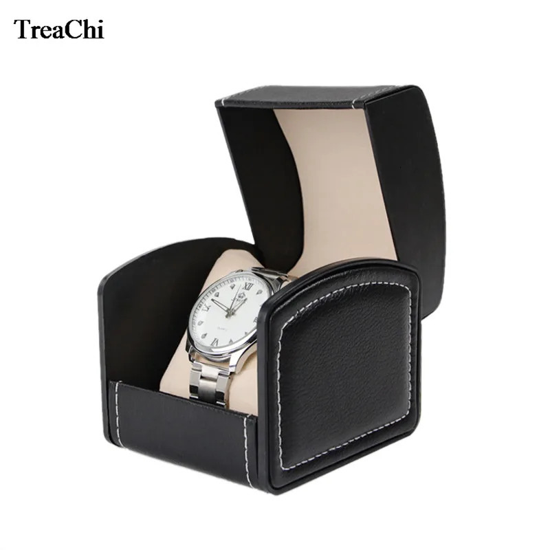PU Leather Arc Watch Box Jewelry Holder Storage Box Single Slot Gift Box for Women Men Fashion Single Multi Use Watch Box 240518