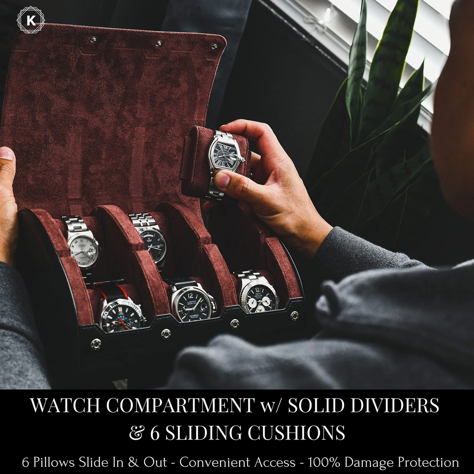 Watch Travel Case 3/6 Slot Watch Roll Travel Case Organizer Display - PU Leather Watch Case - Watch Organizer for Men Women 240518