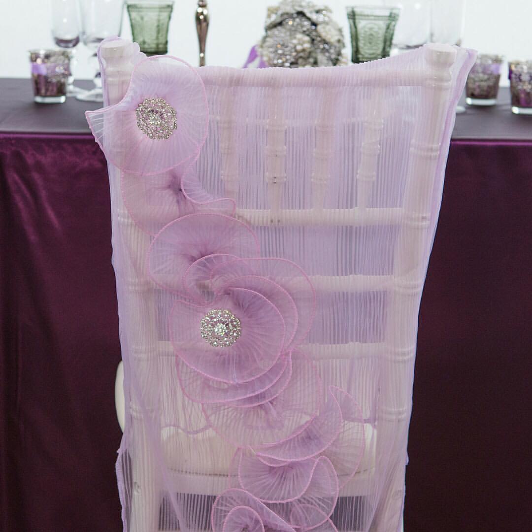 2024 Fashion Elegant Vintage Wedding Chair Covers Organza Ruffles Flower Sashes Wholesale Party Supplies Accessories 02