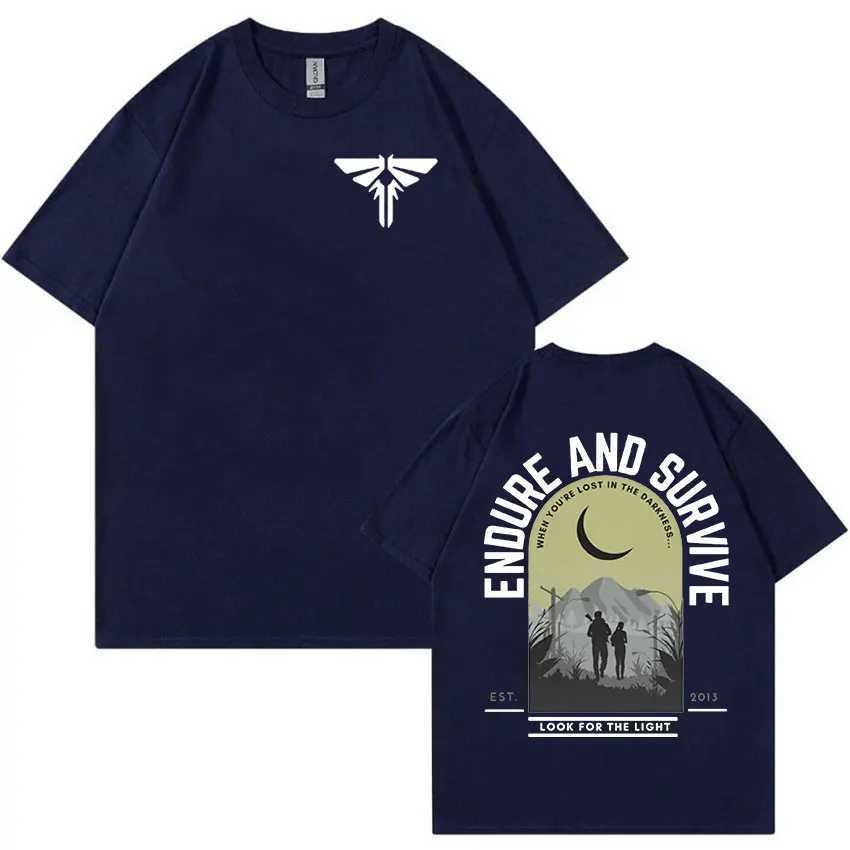 Men's T-Shirts The Last of Us Vintage Graphic T Shirt Mens Fashion 100% Cotton Short Slve T-shirts Unisex Cosplay Clothing Oversized T-shirt T240