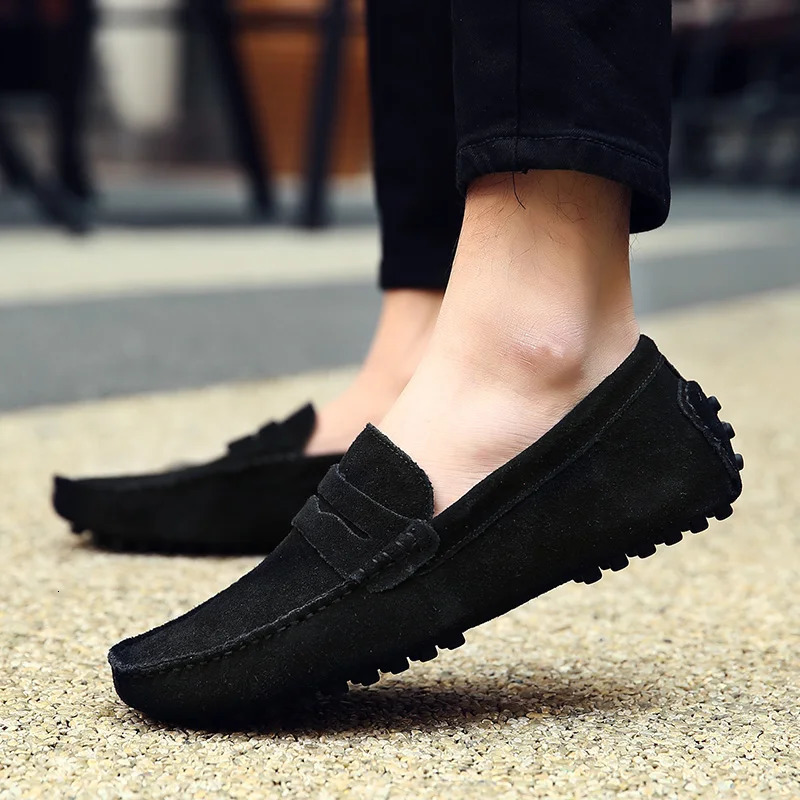 High Quality Suede Men Casual Shoes Light Nonslip Mens Driving Slip on Flats Loafers Leather 10 Colors Size 3849 240509