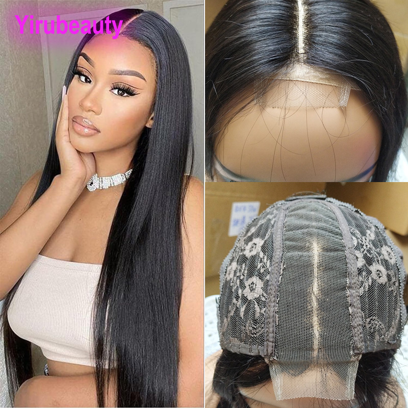 Brazilian Peruvian Indian Virgin Human Hair 2X6 Lace Closure Wig Straight 150% Density Hair Wigs 10-32inch