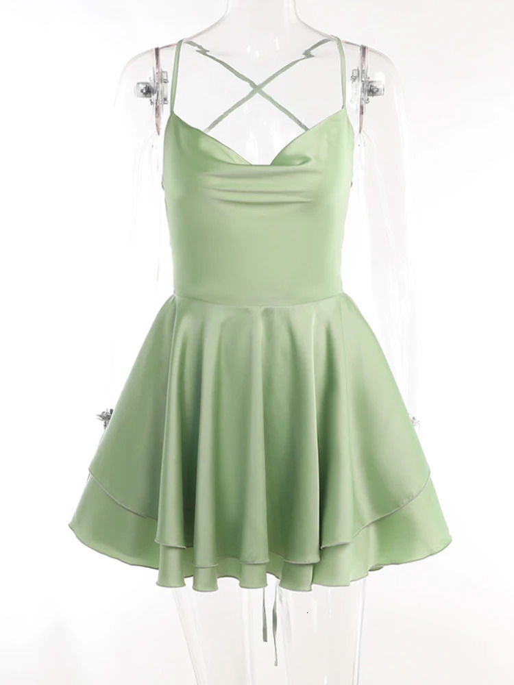 Sexy Backless Bandage Red Dress Women Elegant Satin Sleeveless Bodycon Mini Dresses Fashion Party Club Female Slim Vestidos 240513