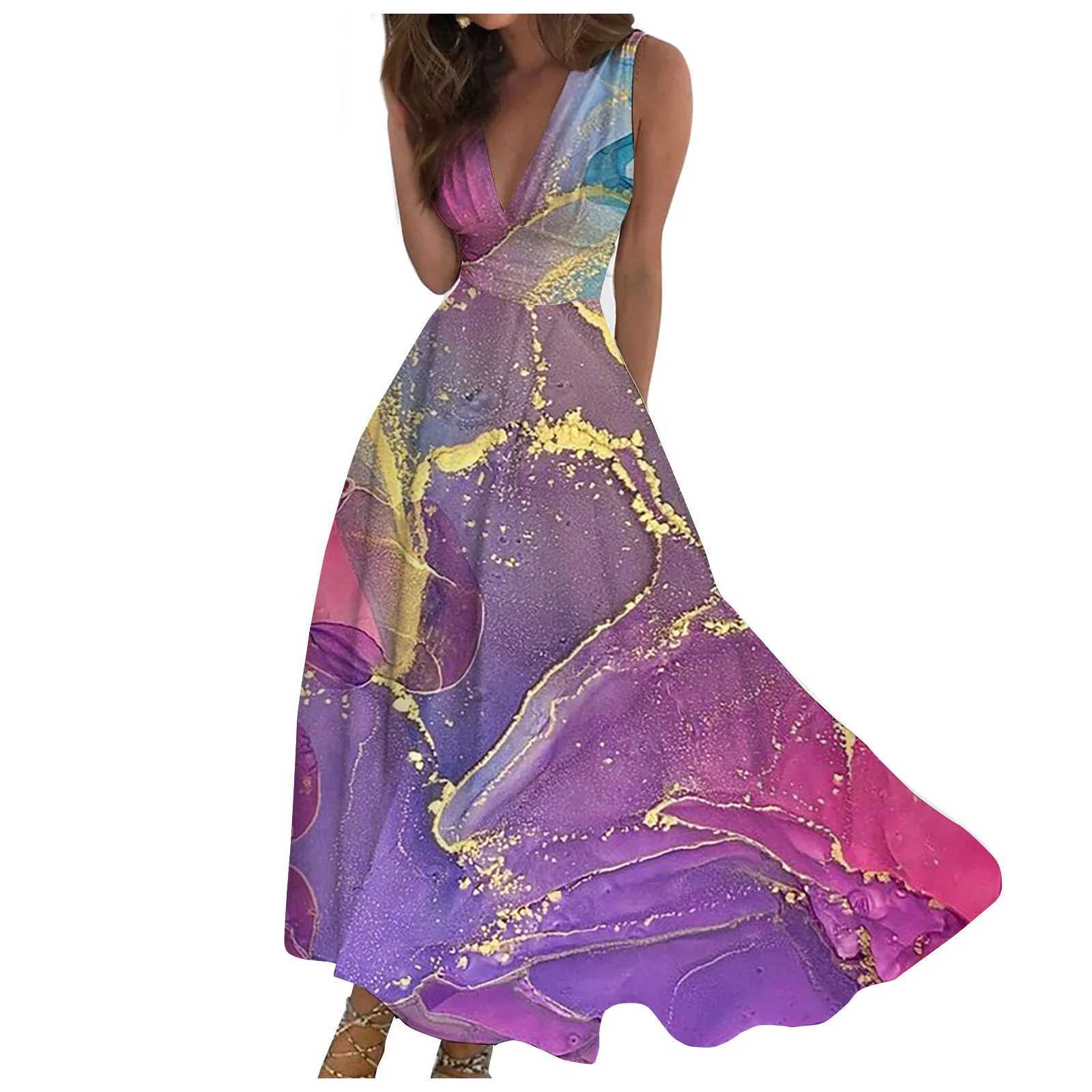 Basic Casual Dresses Womens Long Dress Maxi Dress Casual Dress Swing Dress A Line Dress Fashion Strtwear Outdoor Daily Date Print V Neck Dress Y240515