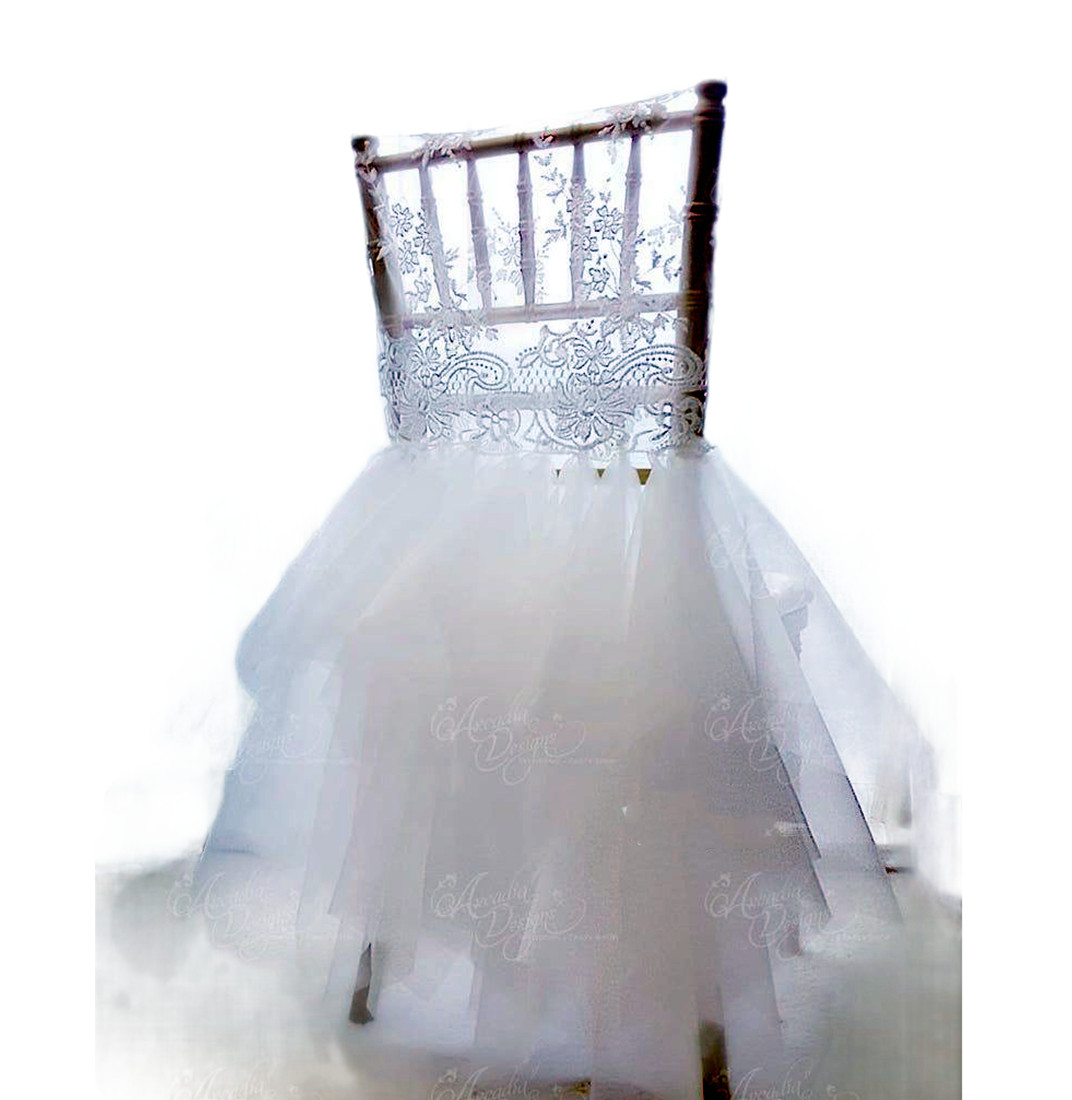 2024 Fashion Elegant Vintage Wedding Chair Covers Lace Tulle Wholesale Party Supplies Accessories 32