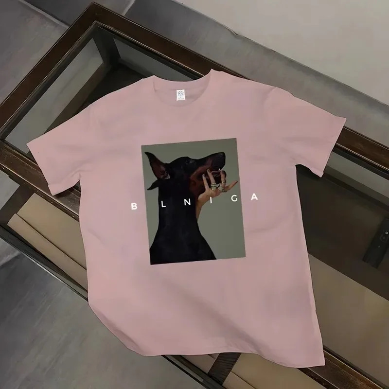 Summer Oversized 100% Cotton Tshirt Harajuku Tshirts Men Clothing Hip Hop T Shirt Women Tops Gothic Doberman Printed Streetwear 240518