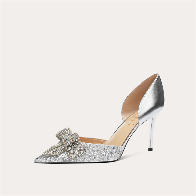 Wedding Shoes Eden High Heels for Evening Party Prom Dating Engagement Birthday Holiday Nude Light Gold Silver Rhinestone Crystals Women bridesmaid si