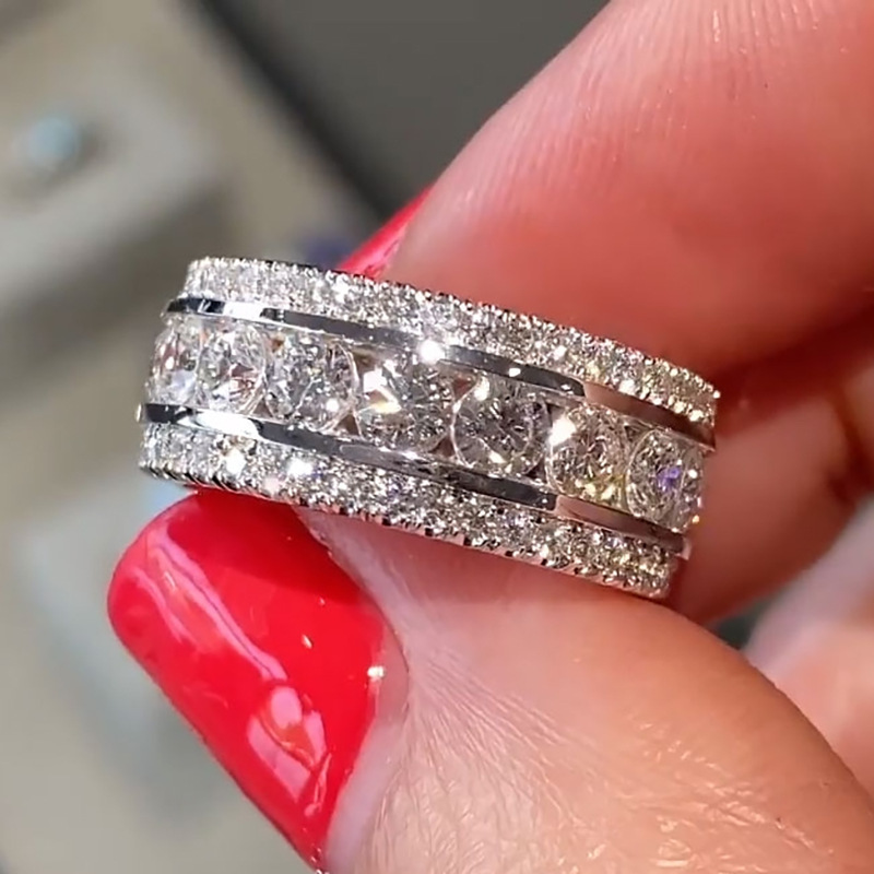Handmade Ins Top Sell Wedding Rings Stunning Deluxe Jewelry Sterling Sier Round Cut White 5A Cubic Zircon CZ Dia Gemstones Party Elegant Women Ring Gi