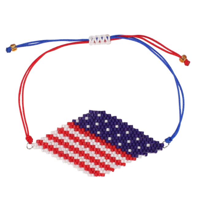 UPS American Independence Day Handmade Rice Bead Bracelets with American Flag Pattern Beaded Bracelets Wholesale of Independence Day Z 5.18