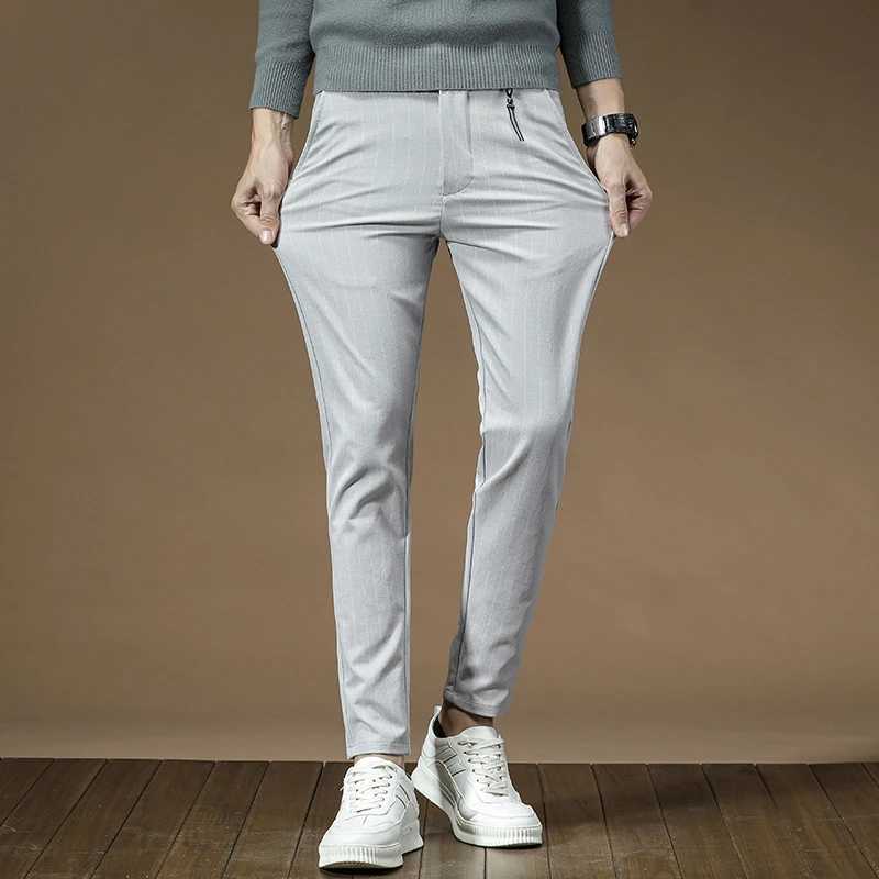 Men's Pants Mens Dress Pants Fashion Plaid Stripe Business Slim Fit Office Classic Retro Suit Pant Korean British Style Wedding Trousers Y240514