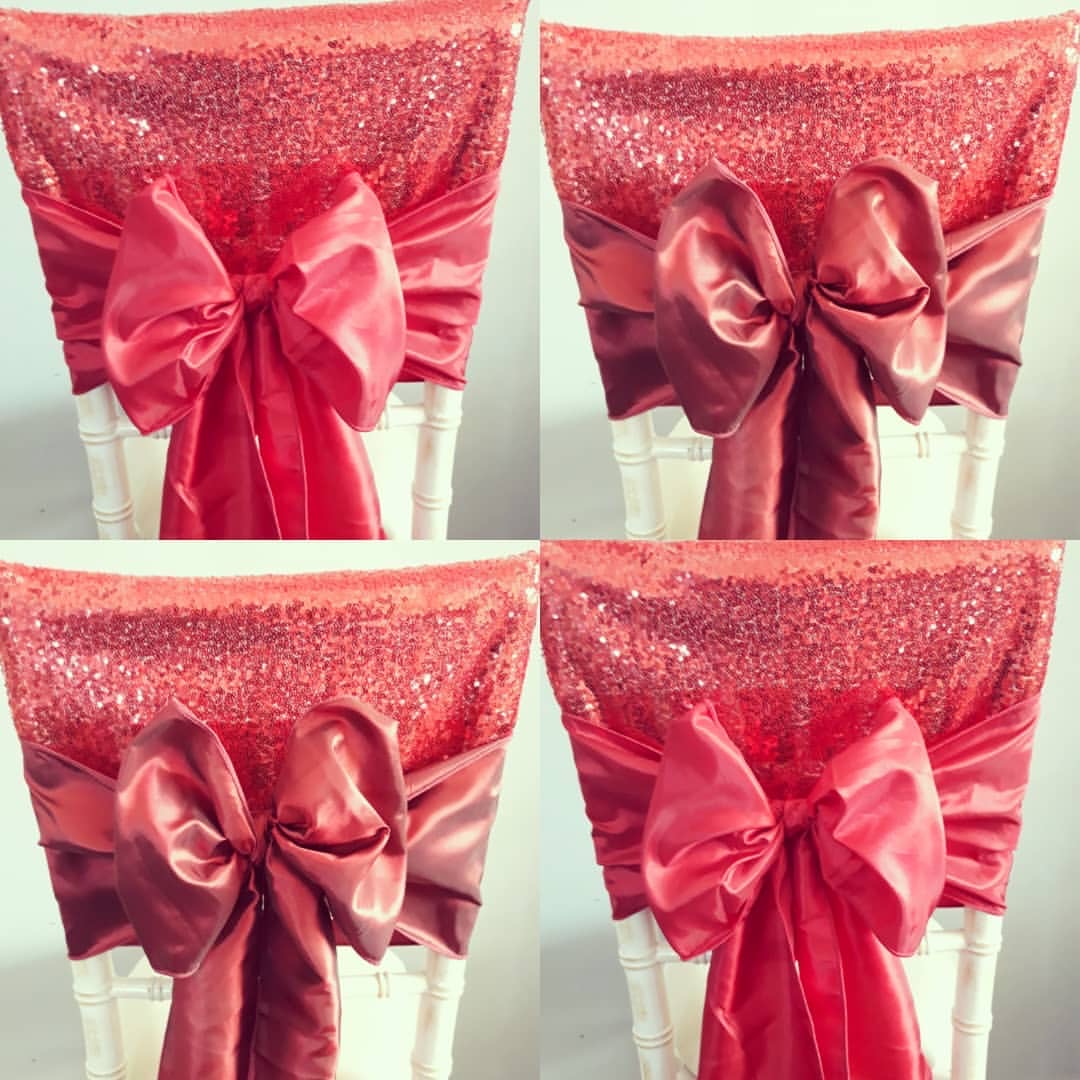 2024 Fashion Elegant Vintage Wedding Chair Covers Sequined Bow Sashes Wholesale Party Supplies Accessories 23