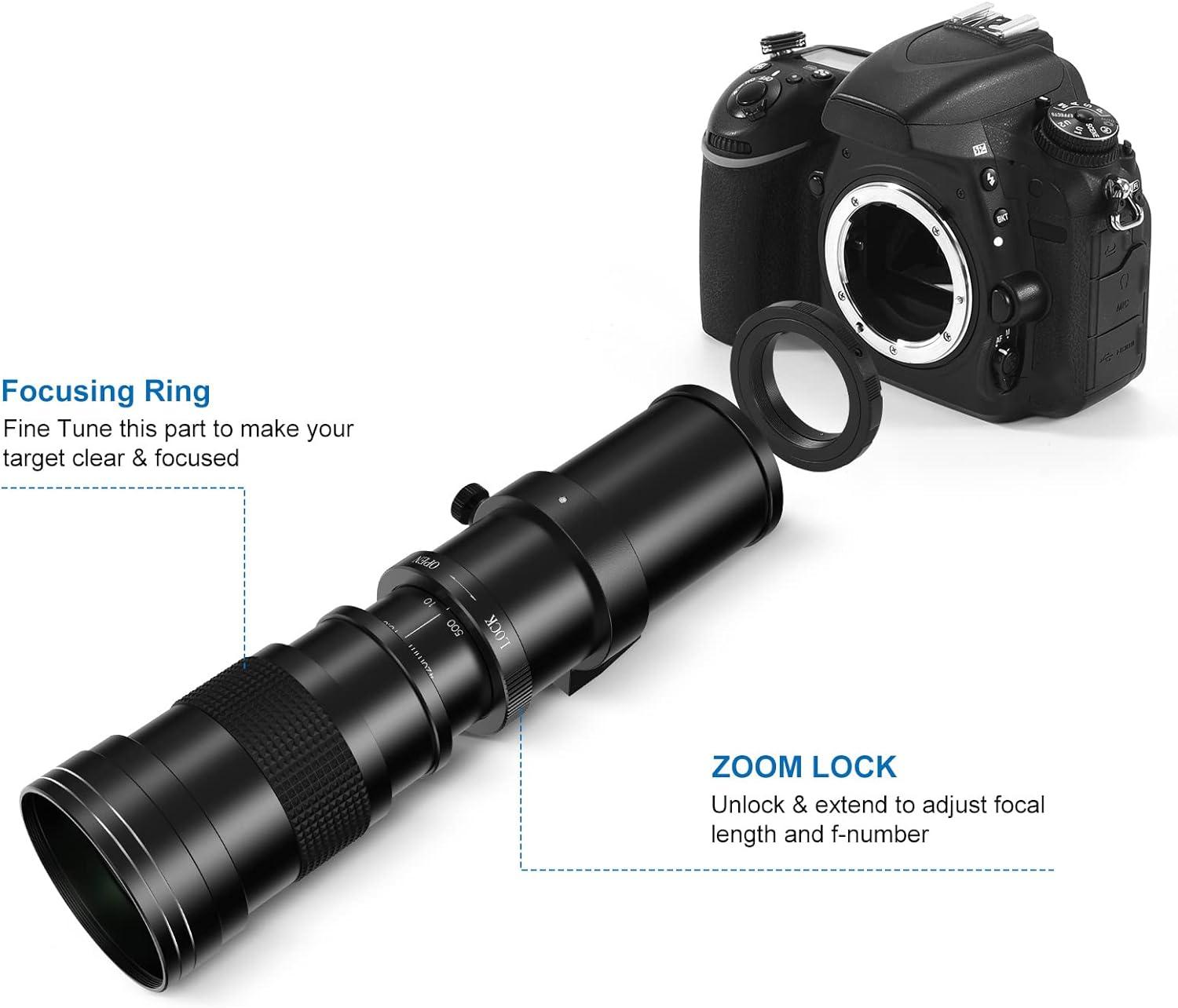 420-800mm F8.3-16 Super Telephoto Lens Manual Zoom Lens +T2 Adaper Ring for Nikon Sony Pentax FUJI Film Olympus Canon 760D 750D 700D 650D 600D 70D 60D