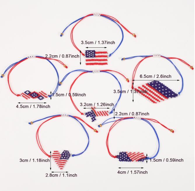 UPS American Independence Day Handmade Rice Bead Bracelets with American Flag Pattern Beaded Bracelets Wholesale of Independence Day Z 5.18