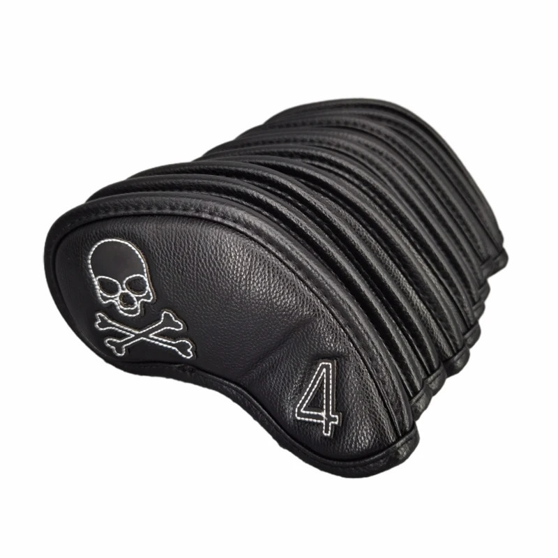 Skull Head Golf Irons Cover 10pcs Wood Driver Protect Headcover Golf Accessories Putter Golf Iron Club Head Cover 240516