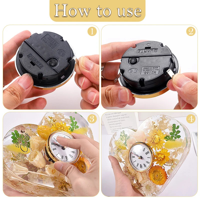 Clock Resin Molds Silicone Geometric European Clock Ornaments Crystal Epoxy Resin Mold DIY with Clock Movement Accessories 240514