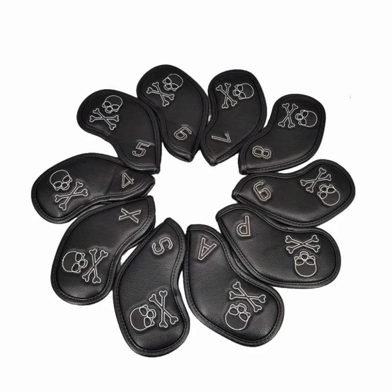Skull Head Golf Irons Cover 10pcs Wood Driver Protect Headcover Golf Accessories Putter Golf Iron Club Head Cover 240516