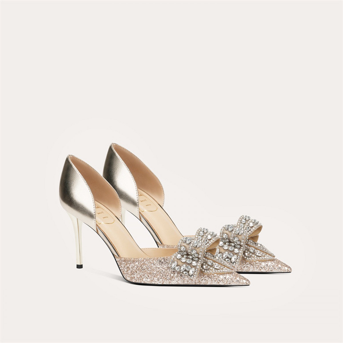 Wedding Shoes Eden High Heels for Evening Party Prom Dating Engagement Birthday Holiday Nude Light Gold Silver Rhinestone Crystals Women bridesmaid si