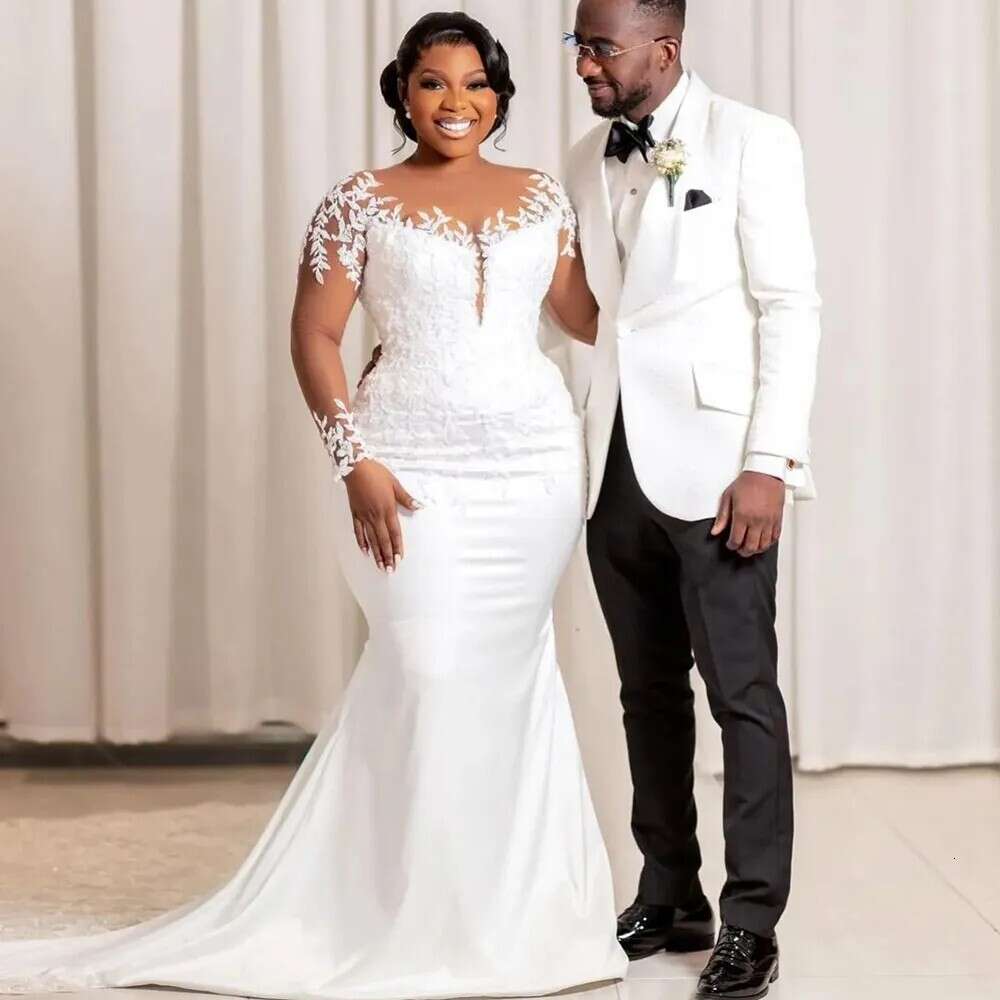Elegant Mermaid Wedding Drs For Women Long Sleev Lace Appliqu African Formal Party Bridal Gowns Vtido De Noiva 2024 0518