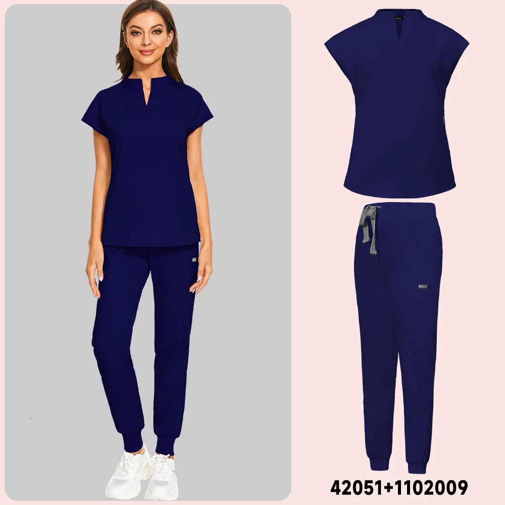 Slim Fit Scrubs Uniforms Women Scrubs Tops Pant Hospital Nurses Accessories Dental Clinic Beauty Salon Spa Lab Workwear 240430