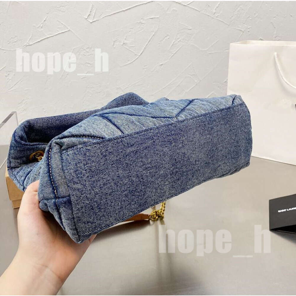 Evening Bags Designers Women Washed Denim Bag Puffer Fashion Classic Jeans Shoulder Messenger Shopping Bags Luxury Designer Handbag Purse Chain
