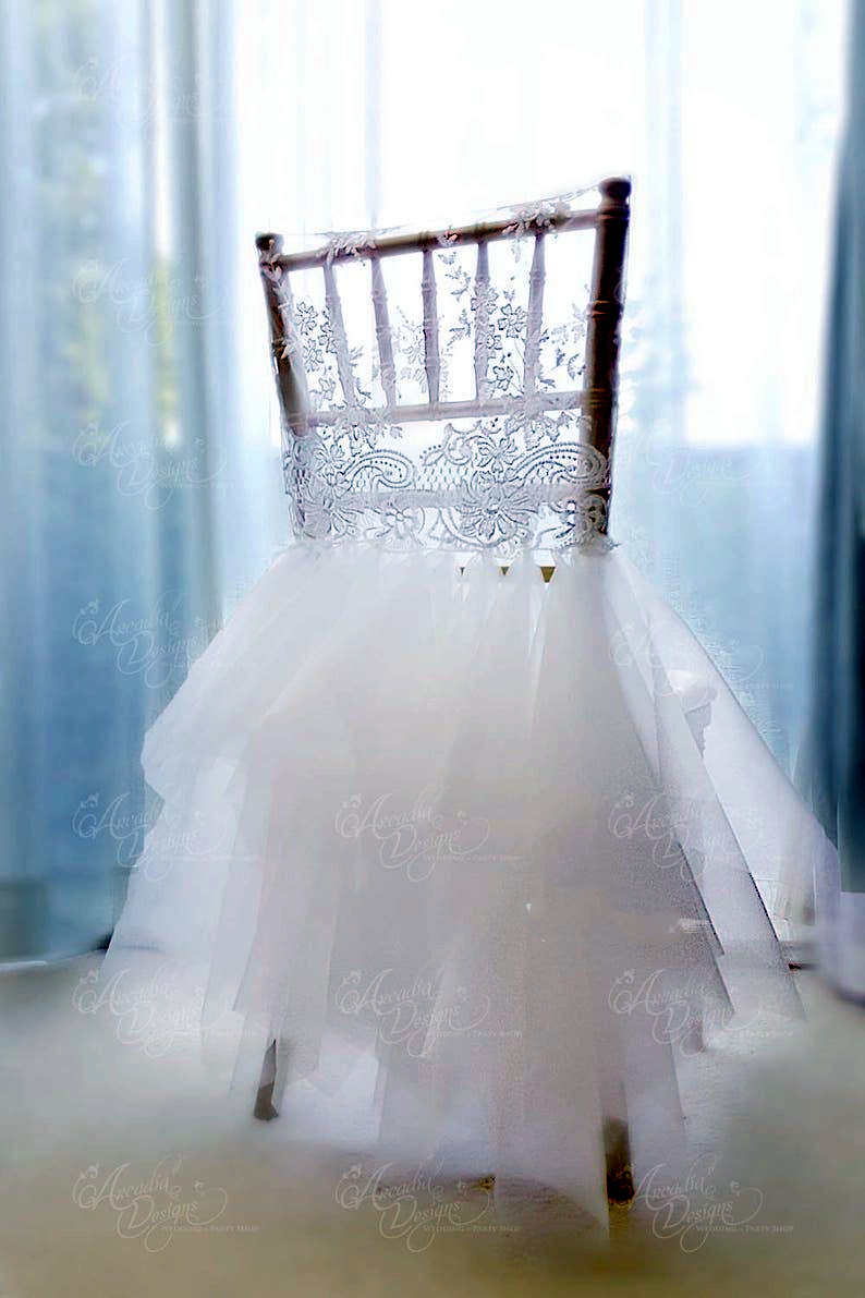 2024 Fashion Elegant Vintage Wedding Chair Covers Lace Tulle Wholesale Party Supplies Accessories 32
