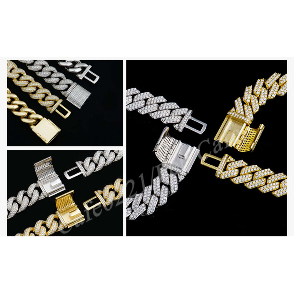 Designer Jewelry Fashion Bracelet Pendant Necklaces Custom 14 Mm Full Iced Out Pass Tester Hiphop Moissanite Dia Cuban k Chain Sier for Men