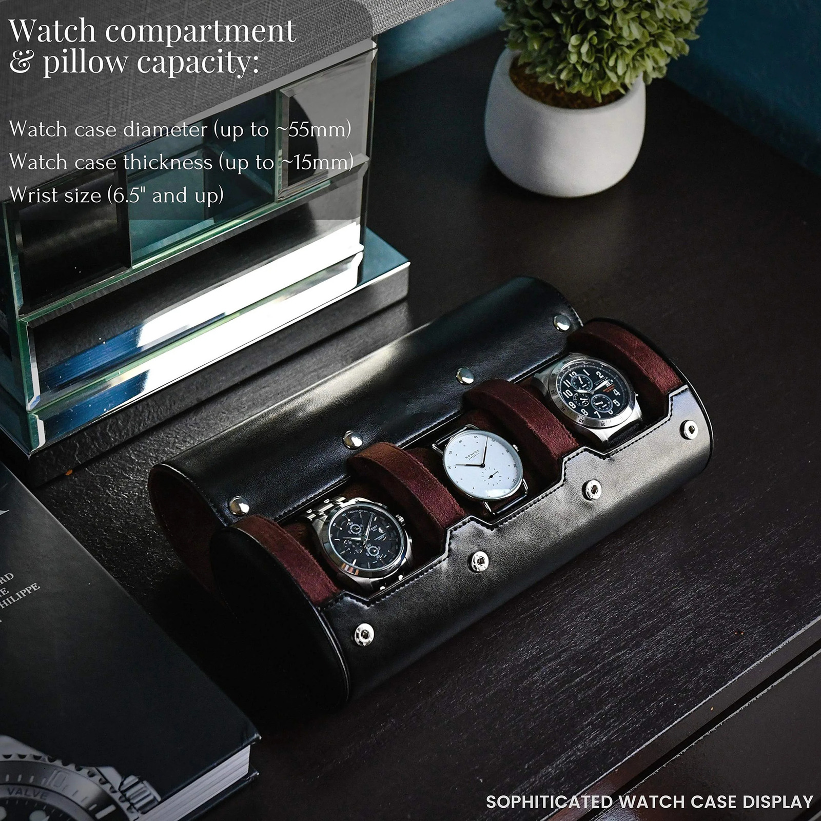 Watch Travel Case 3/6 Slot Watch Roll Travel Case Organizer Display - PU Leather Watch Case - Watch Organizer for Men Women 240518
