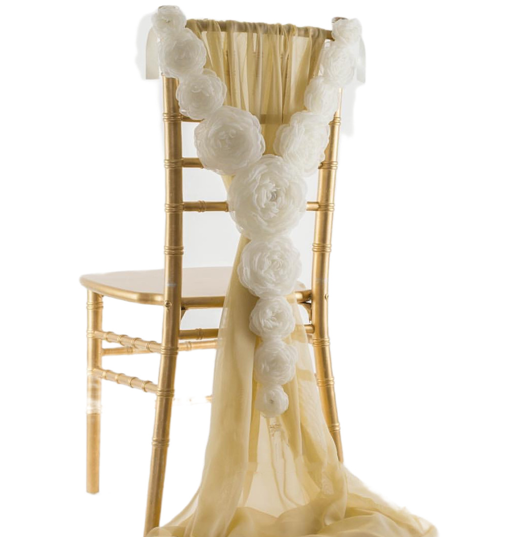 2024 Fashion Elegant Vintage Wedding Chair Covers Organza Flower Sashes Wholesale Party Supplies Accessories 21