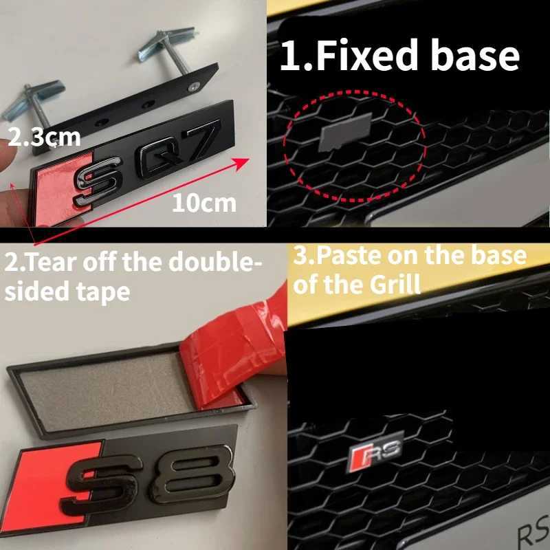 Car Stickers 1Pcs Car Grill Badge Front Emblem for Audi Sline S3 S4 S5 S6 S7 S8 RS3 RS4 RS5 RS6 RS7 RS8 SQ3 SQ5 Auto Modification Accessories T240513