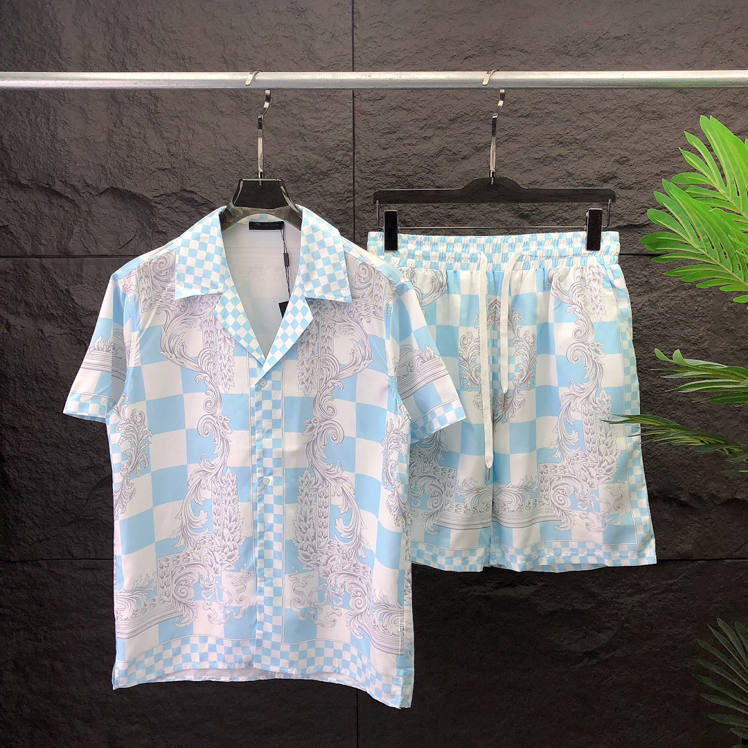 Mens Shirt Designer Shirt fashionable plaid rattan print unisex Shirt Hawaiian Shirt M-3XL