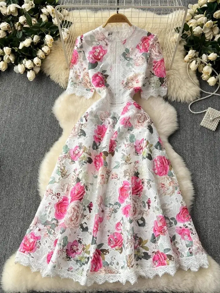 Dresses Summer Holiday Beach Sexy Hollow Out Embroidery Dress Women's Spaghetti Strap Single Breasted Ruffles Backless Long Vestidos