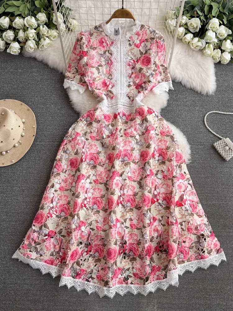 Dresses Summer Holiday Beach Sexy Hollow Out Embroidery Dress Women's Spaghetti Strap Single Breasted Ruffles Backless Long Vestidos