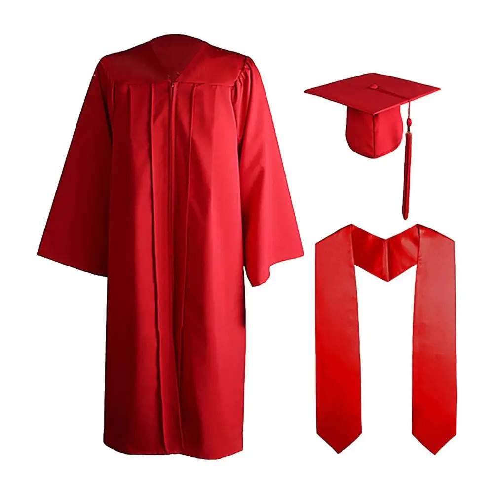 3Pcs/Set Adult Graduation Gown Hat Set Unisex School Uniform Cosplay Bachelor Costume Set Academic Gown Academic Hat Cape Set 240513