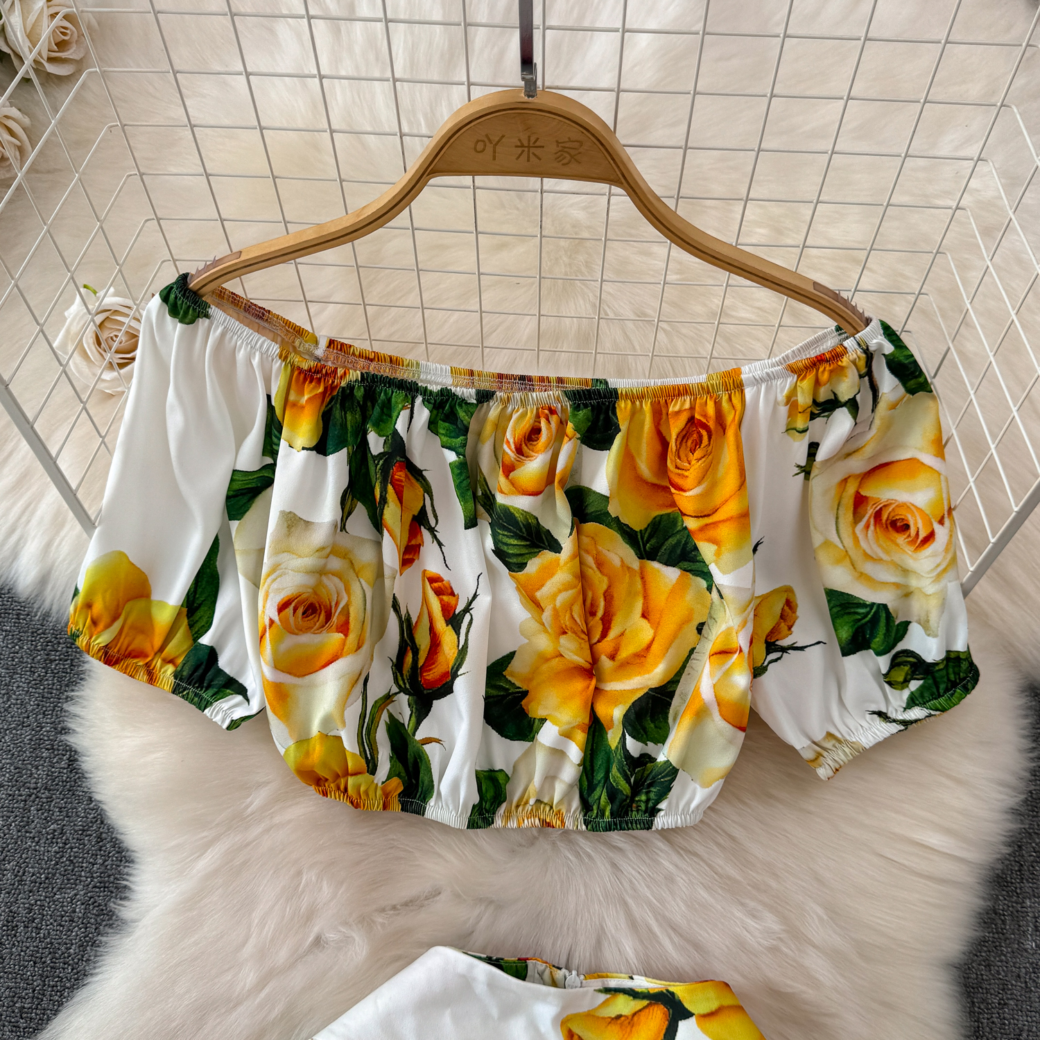 Two Piece Dress Summer Holiday Runway Two Piece Set Women's Off Shoulder Short Crop Tops Floral Print Pockets Buttons Skirt Suit Outfits 2024