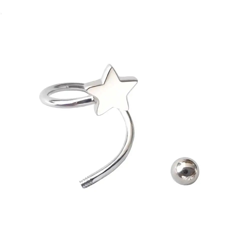 2 Pieces Stainless Steel Piercing Screw Ball Star Ear Bone Rotating Line Wave Mini Stud Unusual Earrings Adjustable 240511