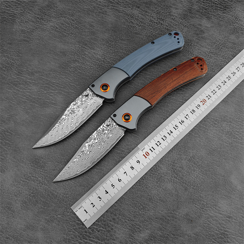EDC Pocket 15080 Hunt Crooked River Folding Knife Clip Point Damascus Blade G10/Red Wood Handles Outdoor Tacticals Self Defense Hunting Camping Knive  - view 8