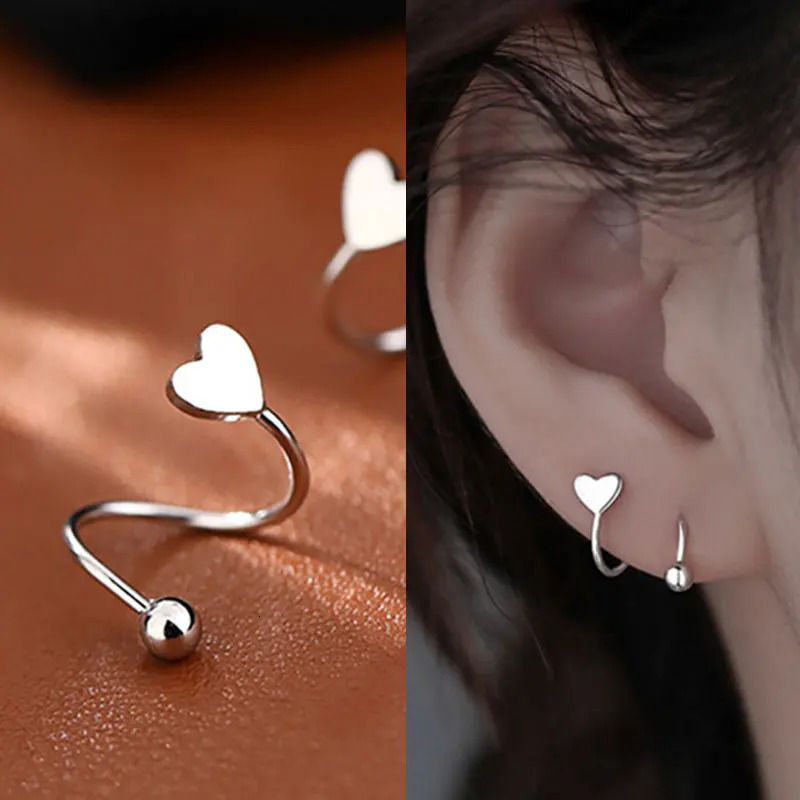 2 Pieces Stainless Steel Piercing Screw Ball Star Ear Bone Rotating Line Wave Mini Stud Unusual Earrings Adjustable 240511