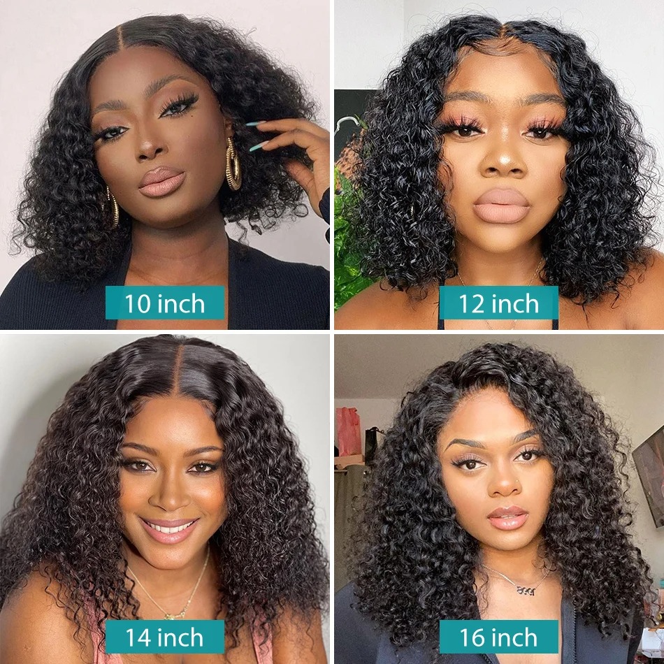 Factory Wholesale Curly Short Bob HD 13X6 Frontal Human Hair Wigs Deep Water Wave 13X4 Lace Front Wig 5X5 Closure Glueless 10A 10A
