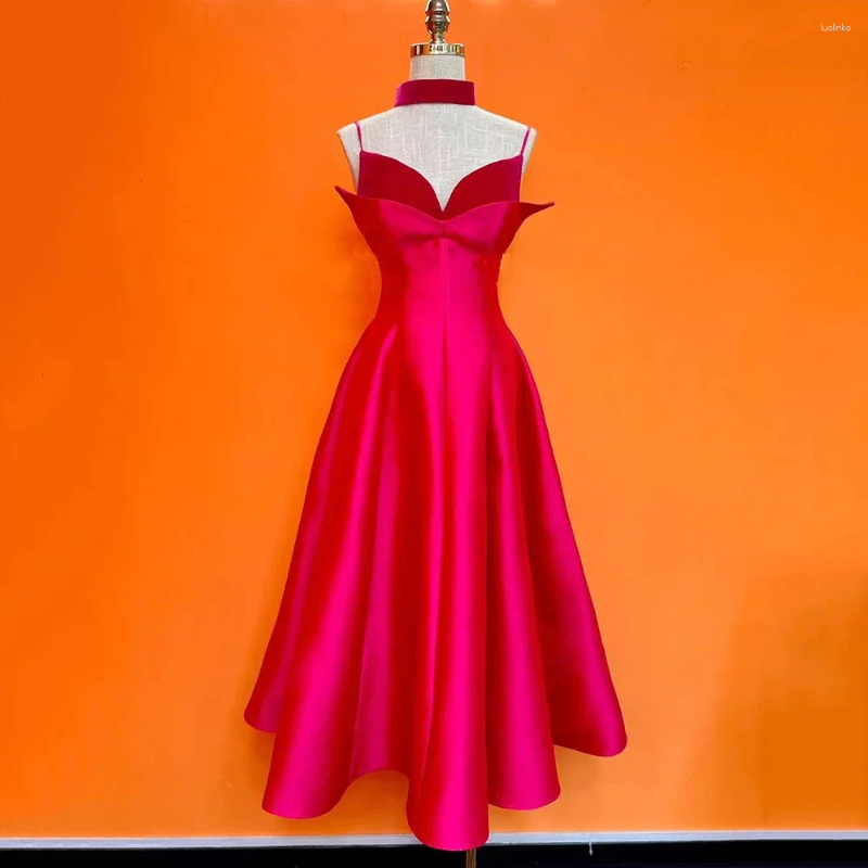 Casual Dresses 2024 Summer Womens A-line Sexy Thin Shoulder Strap V-neck Open Back Midi Dress Elegant Celebrity Party