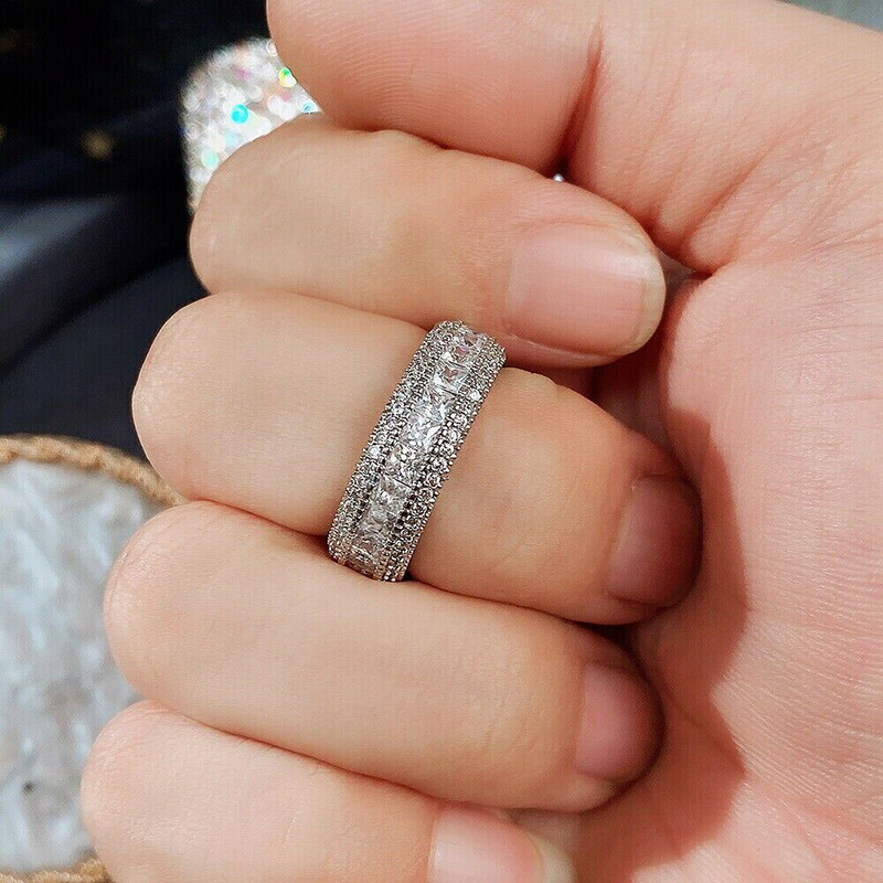Princess Cut Cubic Zirconia Eternity Bridal Ring in Sterg Sier